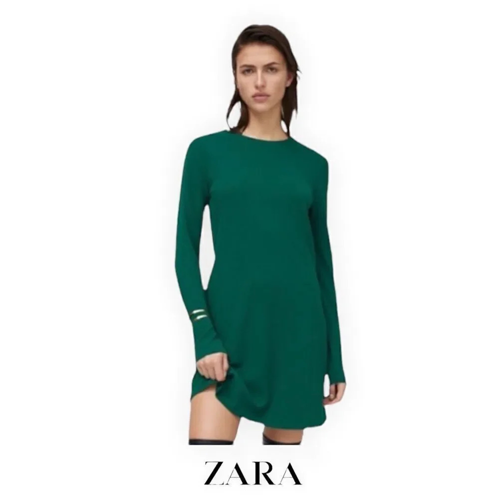 ZARA | Green | MINIMAL SHORT DRESS - Picture 5 of 8